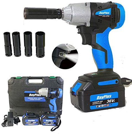 Akku Schlagschrauber 18V 420Nm mit 2X 6.0Ah Akkus, Vorwärts und Rückwärts 1/2 Zoll Kompaktfahrer Tragbare Schlagschrauber 4 Zubehör LED-Lichtfunktion