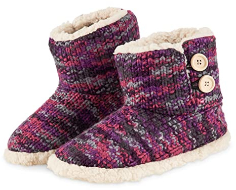 CityComfort Tallstövlar damer stickade varma vinter inomhusstövlar storlek 5 6 7 8, 3/4 Storbritannien, Lila blandning