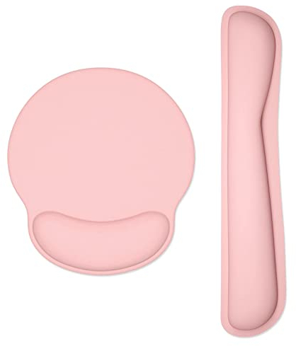 Dapesuom Repose-poignet et tapis de souris avec support de poignet, repose-poignet en mousse à mémoire de forme pour clavier et souris, tapis de poignet ergonomique, rose foncé