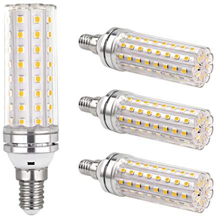 Ampoule LED Mais E14 12W, 220-240V, 1200LM Blanc Chaud 3000K, Non Dimmable, Équivalent Ampoule Incandescence 100W, Ampoule LED E14 pour Éclairage Intérieur, Lustre/Lampe de bureau /Applique, Lot de 4