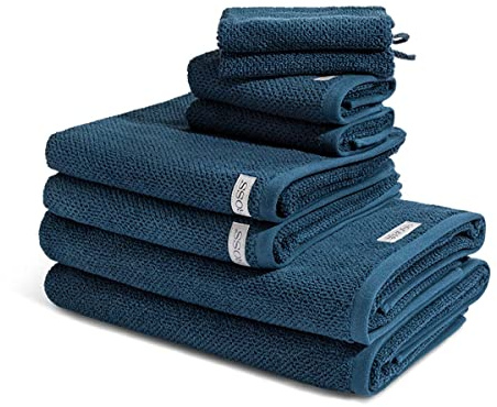 Ross - 8 teiliges Frottier-Set - Selection Bio-Baumwolle (2 X Wasch- 2 X Gäste- 2 X Dusch- 2 X Handtuch im Set) - 540 g/m2 - Baumwolle - Frottee - saugstark - weich und flauschig - Nachtblau