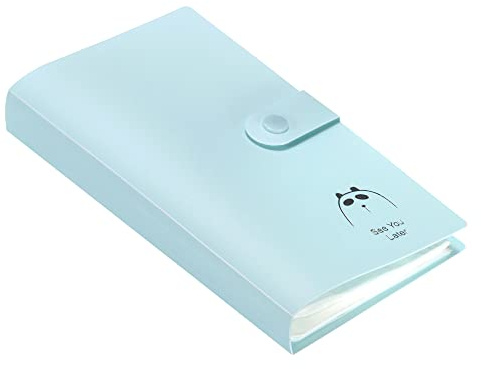 PATIKIL Business Card Holder, 1 Pack Plastic Portable Cards Binder Book Name Cards Organizer for Women Men, Light Blue
