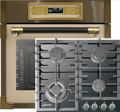 Kaiser Herdset EH 6726 ElfAD + KCG 6383 Turbo, Retro Einbau Backofen 80L, Elektro Backofenset – 11 Betriebsfunktionen + Einbau Gas Kochfeld 60 cm, Erdgas/Propangas/Fl.Gas,