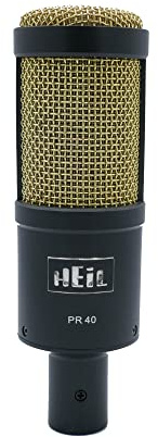 Heil PR 40 Dynamic Microphone for Streaming, Podcast, Recording, and Broadcast, XLR Microphone for Live Music, Wide Frequency Response, Smooth Sound, Superior Rear Noise Rejection - Black & Gold