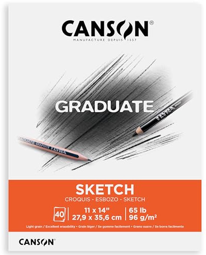 Canson Graduate Sketch Pad, Foldover, 11x14 inch, 40 Sheets | Artist Paper for Adults and Students - Drawing, Sketching and Art Journaling