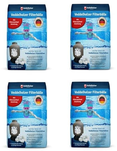 Veddelholzer Pool Filterbälle leichtestes Material für Beste Leistung ersetzt 100kg Filtersand Quarzsand aus Deutschland Poolzubehör Poolreiniger Sandfilteranlage für Salzwasser geeignet