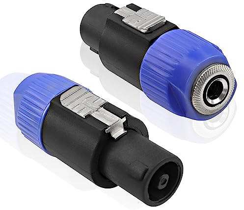MEIRIYFA Speakon auf 6,35 mm Adapter-Anschluss, NL4FC 4-poliger SpeakON-Stecker auf 1/4-Zoll-TS-Buchse, Mono-Stecker, Twist-Lock-Kabeladapter für NL4FC, NL4FX, NLT4X, NL2FC (2 Stück)
