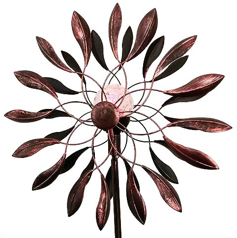 SJASD Moulin à Vent Solaire pour Cour et Jardin,Éolienne À Vent à Double Lame avec Piquet en métal, Sculptures de Vent cinétiques en métal pour décorations de Cour, pelouse, Jardin, terrasse