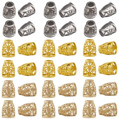 GORGECRAFT 3 färger 90 st ihåliga metall klockstoppare koniska sladdändar lock rep fästanordning ändpropp dragkedja dragrep ändar för dragsko snodd snodd ryggsäck väska gör-det-själv konst hantverk