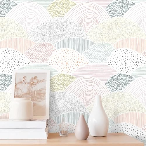 CiCiwind Peel and Stick Wallpaper Colorful Dot Contact Paper Boho Wall Paper Removable Self-Adhesive Kids Room Pink Wallpaper for Cabinets Bedroom Decor Wall Covering Vinyl Rolls 393.7×15.5