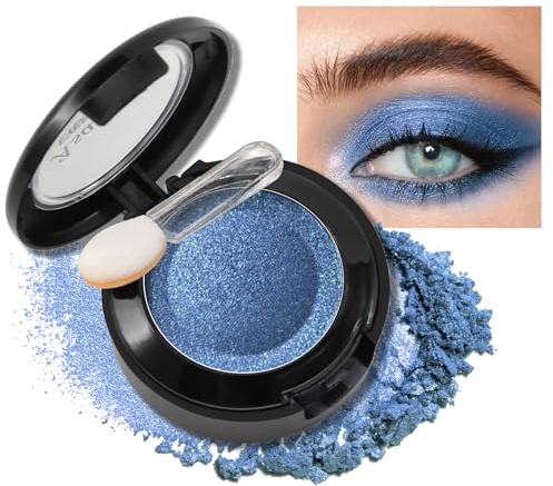 Erinde Fards à Paupières Gris Bleues, Pailleté Highly Pigmentées, Longue Durée Fard à Paupières Waterproof, Palettes de Maquillage Métalliques, Avec un Pinceau à Paupières