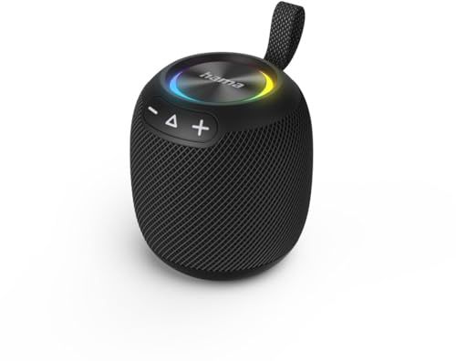 Hama Bomb 3.0 Bluetooth Lautsprecher, 16W, wasserdicht IPX7, LED, 10h Akku, TWS, Hängeschlaufe, Musikbox, kraftvoll, Schwarz