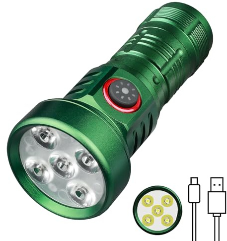 Wurkkos Lampe Torche Led Ultra Puissante,2000 Lumens Blanche LumièRe Rouge 5 ModèLe Rechargeable Edc Super Lumineuse Lampe De Poche Rechargeable,IP68 éTanche Torche Led Puissante Urgences,Le Camping
