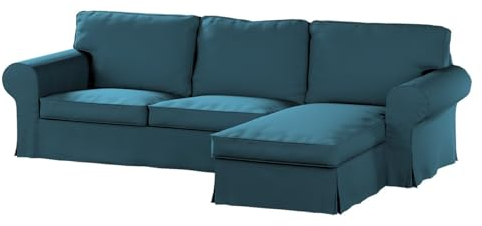 dekoria Ersatz für Bezug für Ektorp 2-Sitzer Sofa mit Recamiere Sofahusse passend für Modell Ektorp dunkelblau