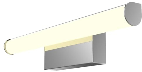 kalb Material für Möbel kalb | Lampada a specchio LED 400mm, applique, cromata, rotonda, 230VAC, luce da bagno cromata - ambiente moderno, risparmio energetico, resistente agli spruzzi, bianco caldo