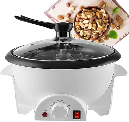 Coffee Bean Nut Roasting Machine, 0-240℃ Small Household Coffee Roaster Machine, Temperature Adjustment Peanut Bean Roaster, Visualization Tempered Glass Cover Design - Thermostat