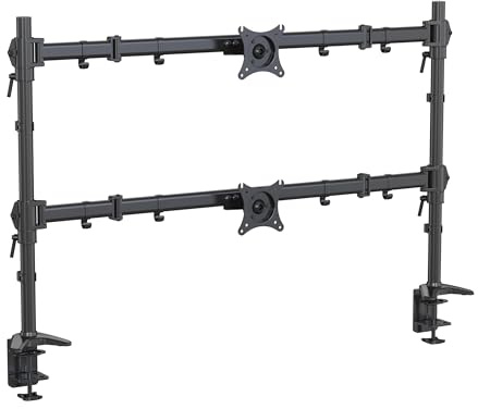 HFTEK - Monitorhållare för 2 bildskärmar, 15 kg per arm, upp till 32 tums skärmar, justerbar höjd, 360° roterbar, bordsmontering med 2 klämsystem, VESA 75 100- MS622C-N - Individuell