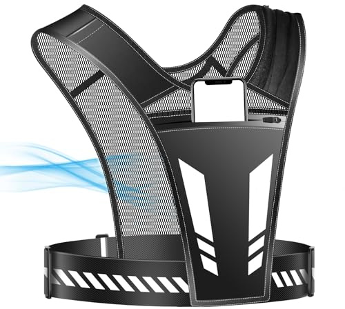 OIURUYUE Gilet de Course pour Homme et Femme - Léger - Réfléchissant - Support pour téléphone Portable - pour Homme et Femme - Support de téléphone Portable imperméable