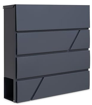Assorted Collections Wall Mounted Post Box with Newspaper Holder, Lockable with 2 Keys, Modern Design, Easy to Install, 37x10.5x37 cm (Grey)