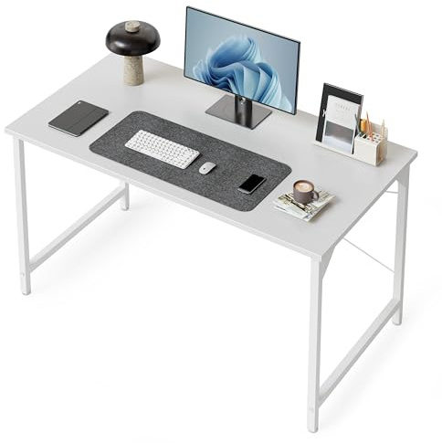 CubiCubi Computer Desk 100 x 48 x 75 cm Home Office Laptop Desk Study Writing Table, Modern Simple Style, White