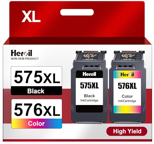 Heroil PG-575 CL-576 XL PG-575XL CL-576XL Cambio de Cartucho de Tinta para Canon 575 576 XL Cartucho de Tinta PG575 CL576 para PIXMA TS3550i TS3551i TS3750i TR4750i TR4755i（Negro Colour）