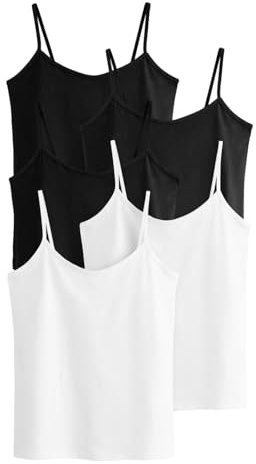 THE SET - Camisetas de Tirantes Mujer, Camisetas de Tirantes Finos de Algodón, Talla M - Pack de 5 Blanco/Negro XL