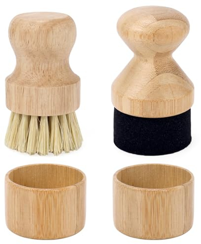 Snijplank Olie Wax Applicator e Spazzola per Strofinare, Legno con Fibra di Sisal e Spugna Applicatore di Cera All'Olio Minerale con Coperchio per Macellaio in Legno Blocchi Spatole Cucchiai Utensili