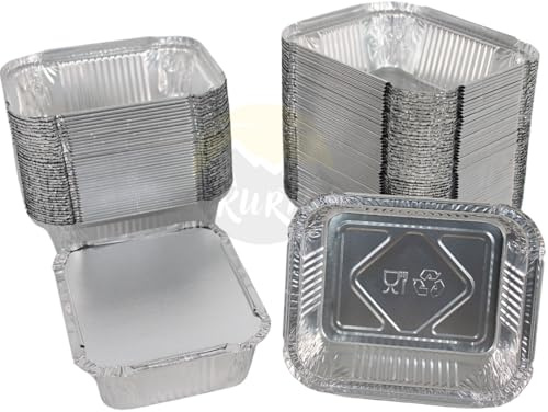 KURTT Grill Aluschalen, Aluminiumschale mit Deckel, Grillschale Auflaufform 100 Stück Einweg Menüschale aus Aluminiumfolie - aluschale (100, 450L)