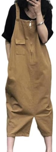 LIUYUYOUGO Vestiti Estivi Donna Midi Grembiule Abiti per Le Donne Cotone Senza Maniche Canotta Vestito Salopette Casual Cerniera Anteriore Diviso Bavaglino Salopette Gonne Estate Vintage Ampio Vesti