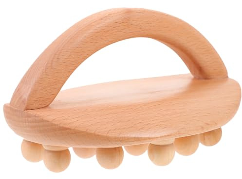 FRCOLOR Holz Massagebürste für Nacken und Muskeln Tragbar Tiefenmassage zur Linderung von Muskelverspannungen für Zuhause