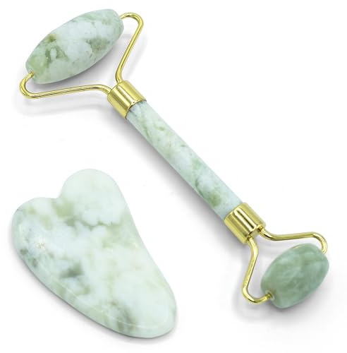 Gua Sha e Rullo di Giada | Massaggiatore Viso, Gua Sha Corpo e Accessori Skincare, Massaggiatore Occhi, Face Roller Relax, Accessori Ragazza, Strumenti di Bellezza