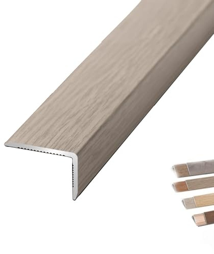90cm L-förmige Stufenkantenprofil, 90cm Treppen Kantenschutz Holzmaserung, Eckenschutz Treppenkantenprofil, Aus Metall für Holz/Vinyl/Fliesen Treppen(Hazy Time,W3CM)
