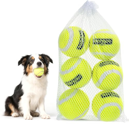Nobleza Pelota Perro, 6 Pack Interactiva Pelotas Tenis para Perros, Caucho Natural, Juguetes para Perros Duradera y Elástica para Pequeños y Medianos, 6.35cm
