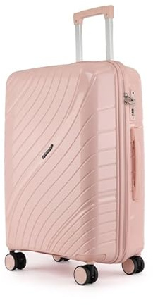 Fly Kite Luggage Carry On Cabin Suitcase 55 x 38 x 22 cm, 20 inch - 100% Polypropylene Hard Shell Aluminium Trolley Handle Real TSA Secure Lock 3 Digit 360° Smooth Wheels Lightweight Light Pink