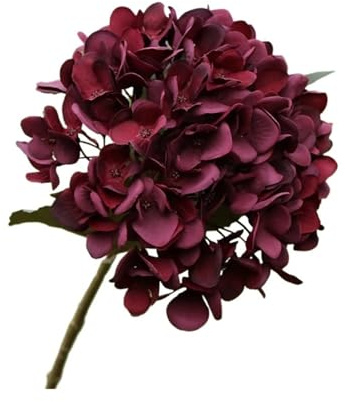 WDSBZNB Hortensien Kunstblumen Künstliche Hortensien Hochzeit Blumen Wand Hause Neue Jahr der Dekoration Zubehör DIY Braut Bouquet Hintergrund Indoor Bonsai(Burgundy)