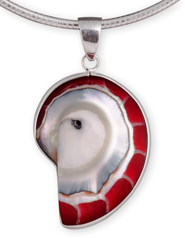 Fly Style Damen Nautilus Muschel Ketten Anhänger aus 925 Silber - Perlmutt Halskette Muschel