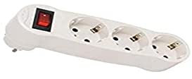 ELGO Adaptador Plano con Interruptor y Tres enchufes schuko