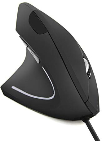 Ratón ergonómico USB con cable para mano izquierda, ratón vertical óptico de 2,4 GHz, para PC/portátil/Mac, reposamanos con botones de pulgar ajustables DPI