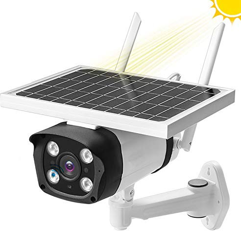 Jings Solar Powered Wifi Security Camera, 1080P HD Wireless IP Camera Outdoor IR Night Vision CCTV Surveillance Camera IP66 Waterproof, 32G SD Card