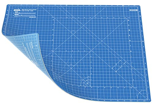 ANSIO Craft Cutting Mat Self Healing A2 Double Sided 5 Layers - Quilting, Sewing, Scrapbooking, Fabric & Papercraft - Imperial/Metric 22.5 Inch x 17 Inch / 59cm x 44cm - True Blue/Sky Blue