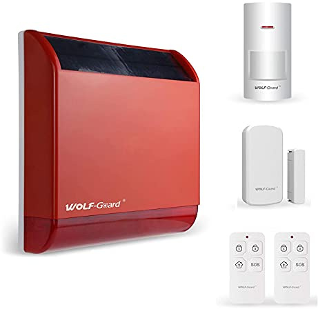 Wolf-Guard drahtloser Solarsirenenalarm 110 dB eingebaute Batterie Metall-Hartschale Home Security Sabotagealarm (LB-12T1 kit1)