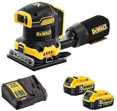 Dewalt DCW200N 18V Brushless 1/4 Sheet Palm Sander 2 x 5.0Ah Batteries & Changer