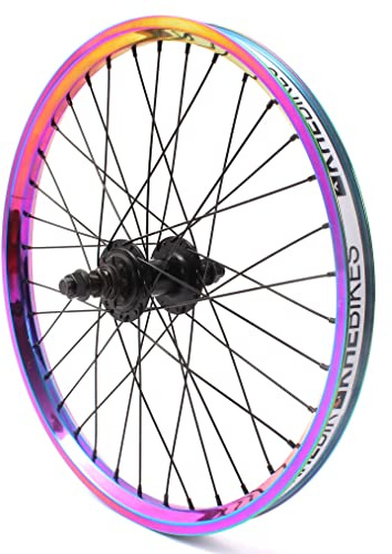 KHE BMX Hinterrad Oil Slick Alu Felge MVP 36H 14mm 9T Ritzel und Felgenband