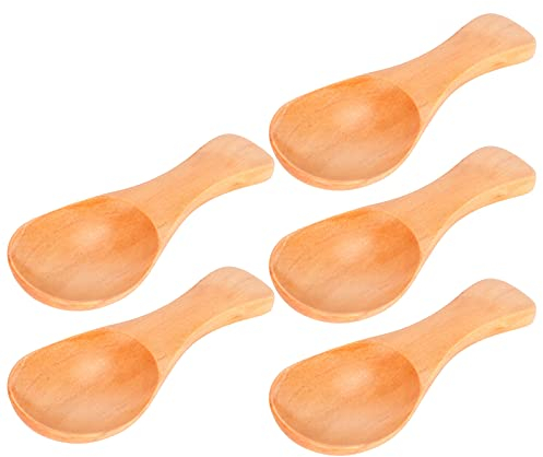 5 PCS Louche sauce En Bois Cuillère À Café Crème Glacée Assaisonnement Scoop Ovale Louche À Mélanger Manche Court Cuillère À Sauce Cuisine Outil De Cuisson Pour La Maison Restaurant Usage Quotidien