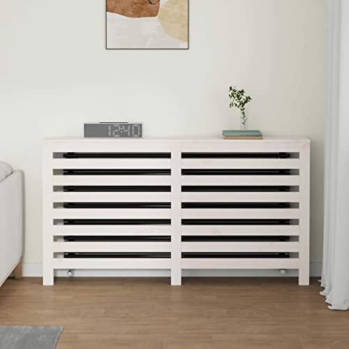 Tidyard Heizkörperverkleidung Heizungsabdeckung Heizungsverkleidung Heizkörperabdeckung Heizung Abdeckung Heizkörper Massivholz Kiefer Weiß 153x19x84 cm