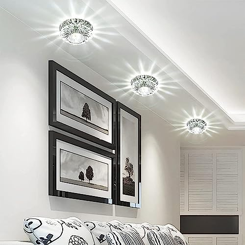 Skybook Crystal LED Downlight, 3W Recessed Ceiling Light with 5-8cm Aperture, LED Decorative Spotlight for Creative Corridor in Hallway, Hallway, Living Room, Bedroom (Cold White, 4X)