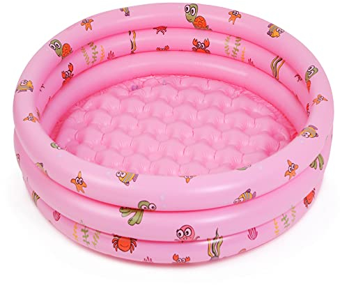 Highttoy Planschbecken für Kinder, 51 Zoll Runder Aufblasbarer Kinderpool Planschbecken Baby Schwimmbecken Kinder Außen Garten Wasser Spielen Pool für Kinder Mädchen, Rosa(130 x 40cm)