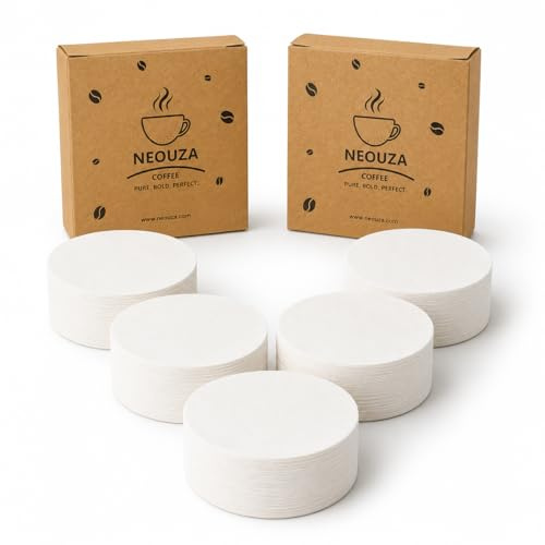 NEOUZA Filtro de papel de café, redondo, 500 unidades, para máquina de espresso, portafiltro, olla moca, sin blanquear, desechable, pantalla de disco (51 mm)