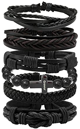 MILAKOO geflochtene Lederarmbänder für Männer Frauen Armreif verstellbar Punk Manschette Herren