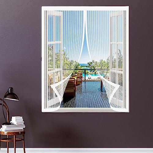 Toile Moustiquaire Anti-Insectes Moustiques 55 x 125 cm Filet de Rideau Maille Lavable pour fenêtre de toit, Blanc